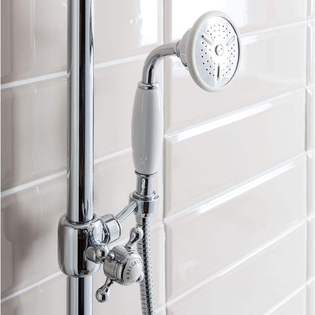 Crosswater Belgravia Exposed Thermostatic Shower Valve With Fixed Shower Head & Slide Rail Handset
