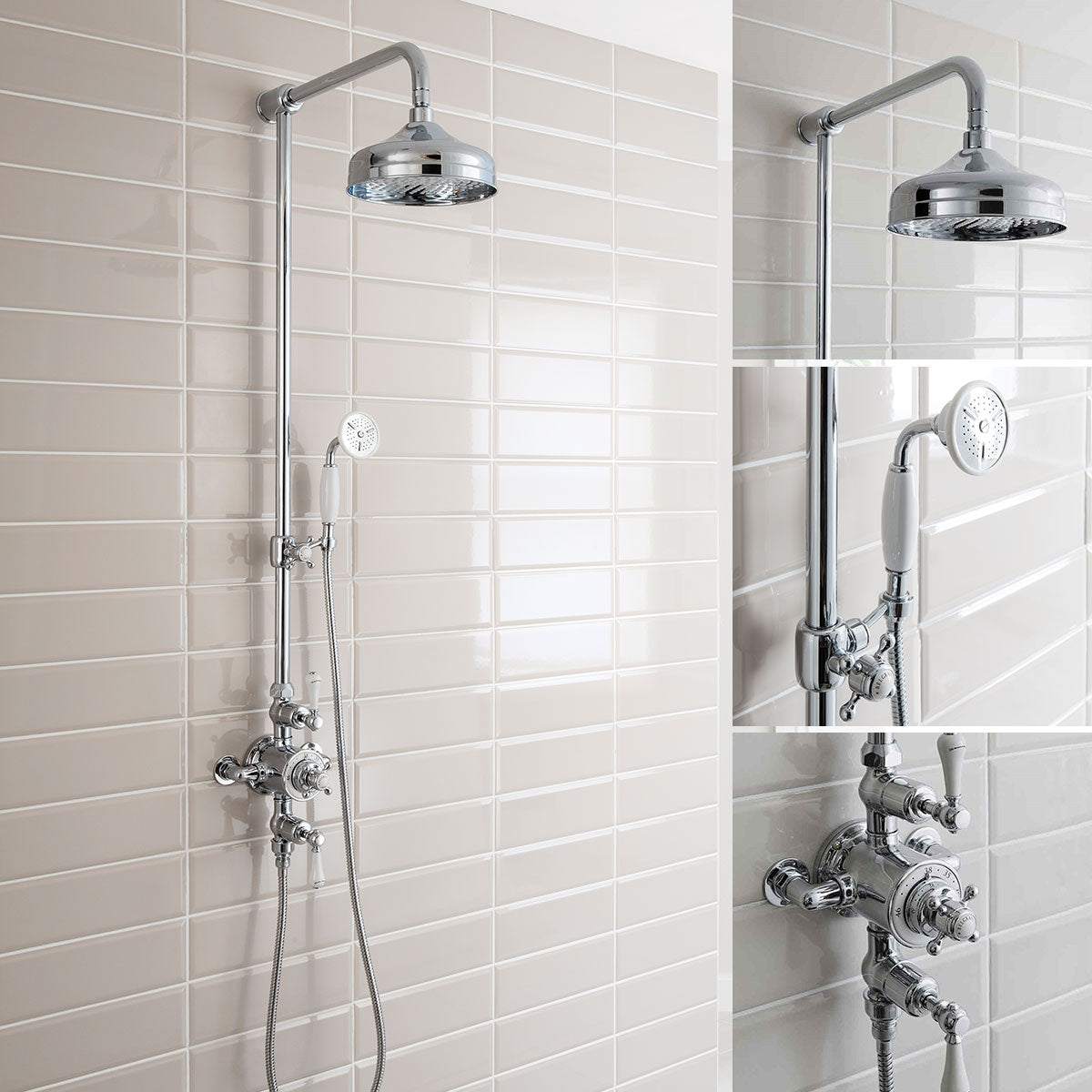 Crosswater Belgravia Exposed Thermostatic Shower Valve With Fixed Shower Head & Slide Rail Handset