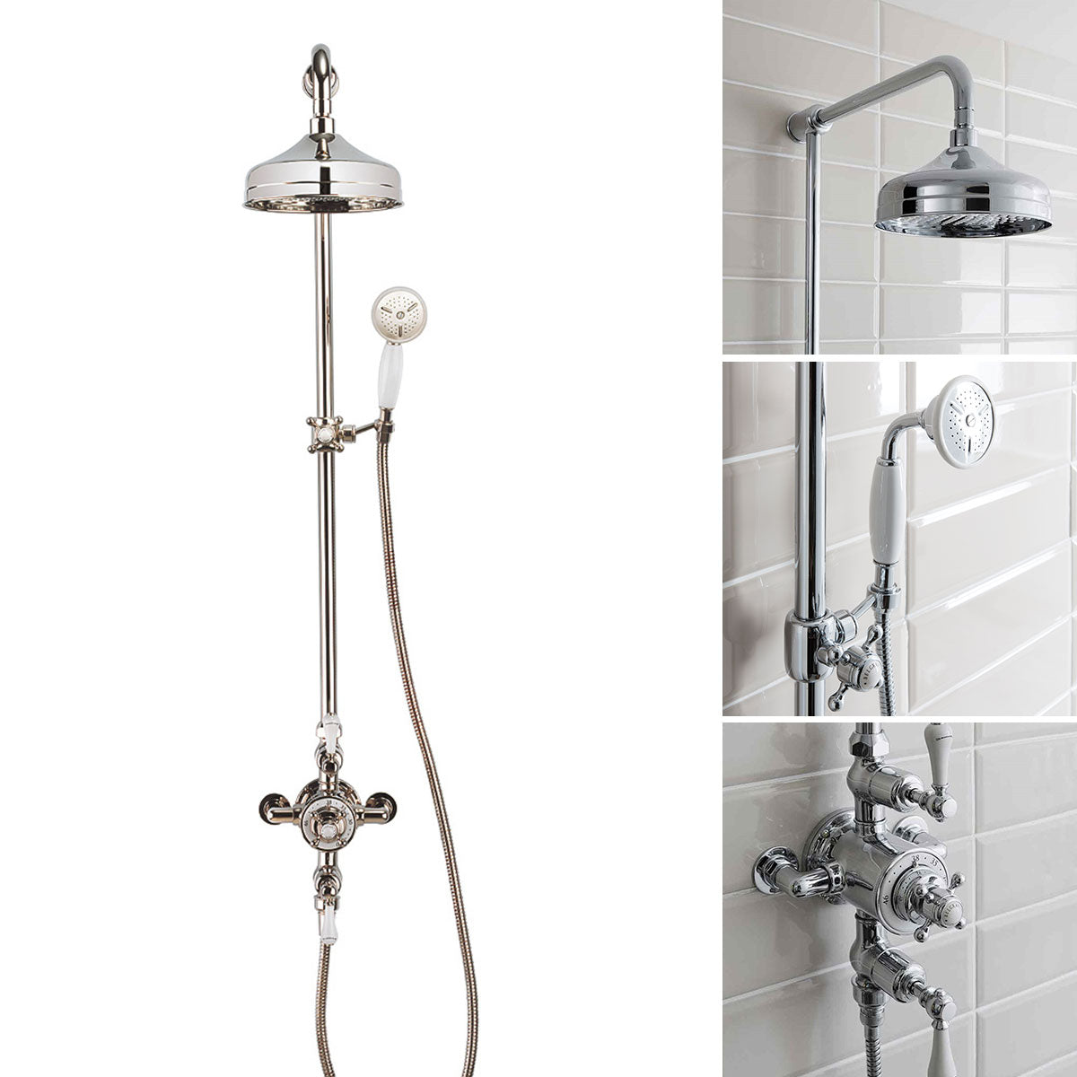 Crosswater Belgravia Exposed Thermostatic Shower Valve With Fixed Shower Head & Slide Rail Handset