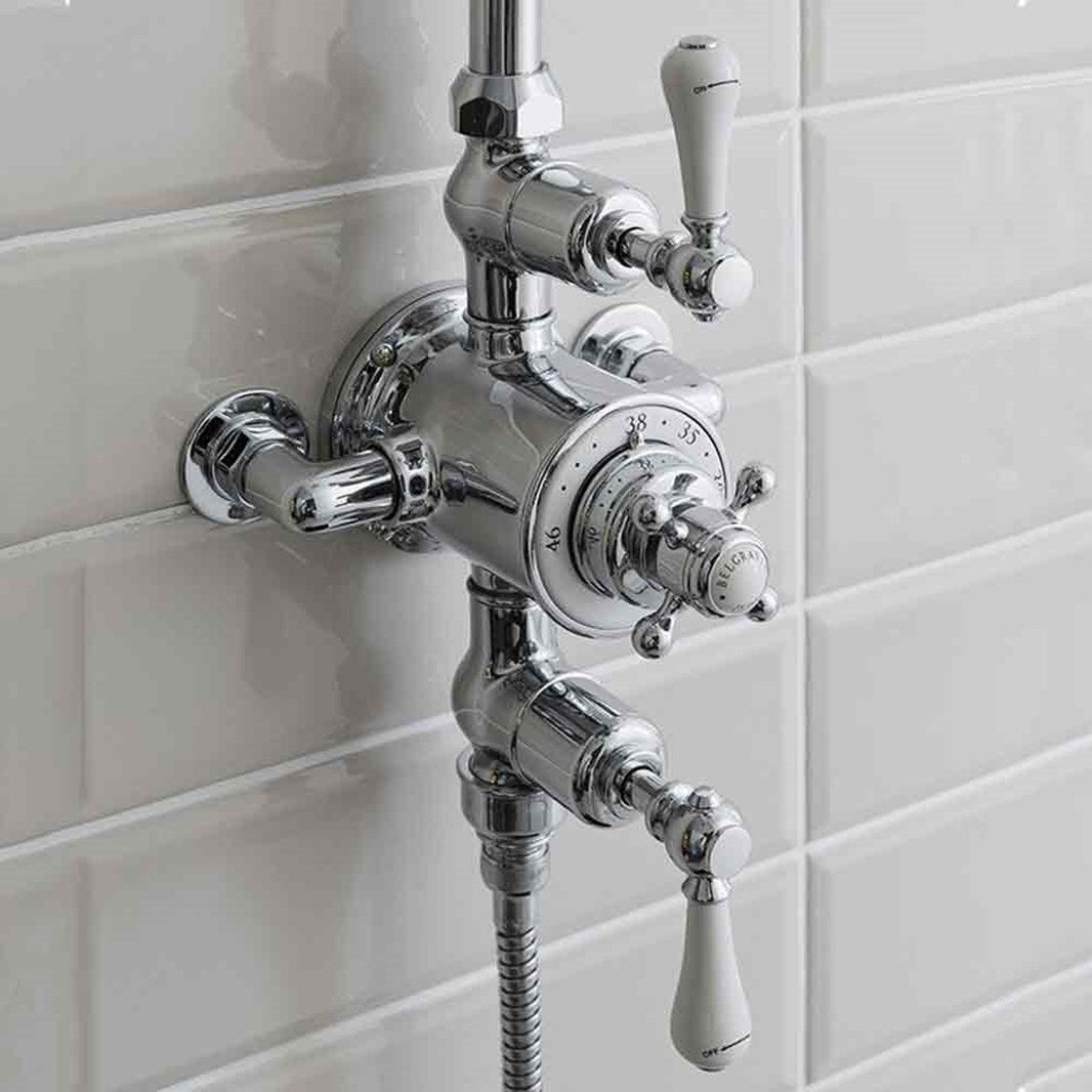 Crosswater Belgravia Exposed Thermostatic Shower Valve With Fixed Shower Head & Slide Rail Handset