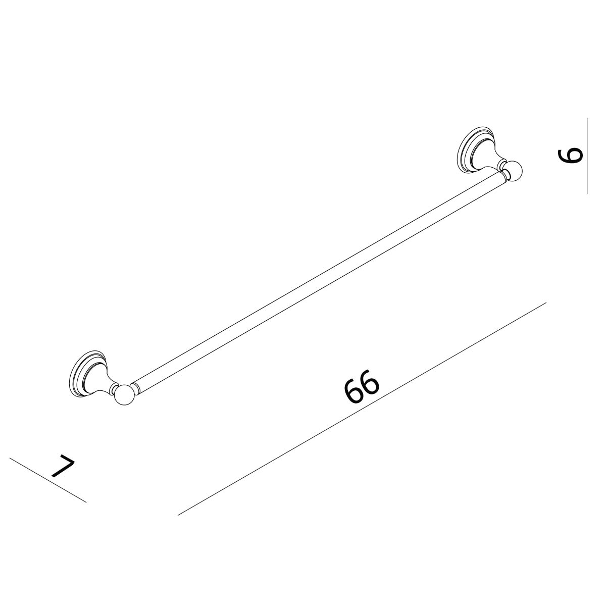 Crosswater Belgravia Single Towel Rail 600mm Dimensions