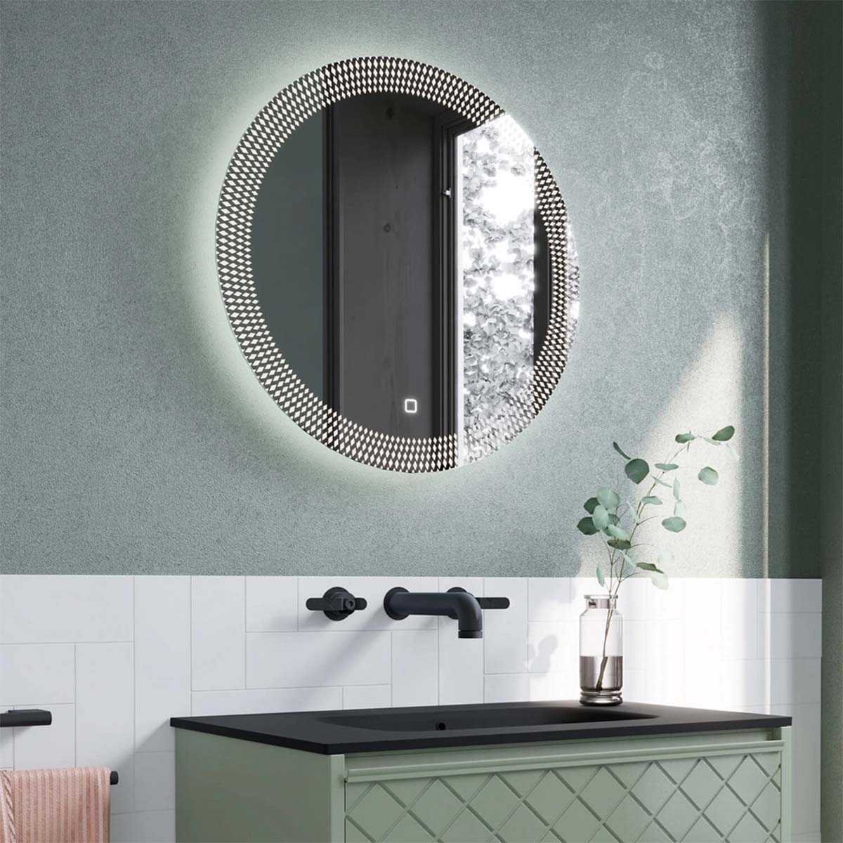 crosswater canvass led illuminated bathroom mirror lifestyle