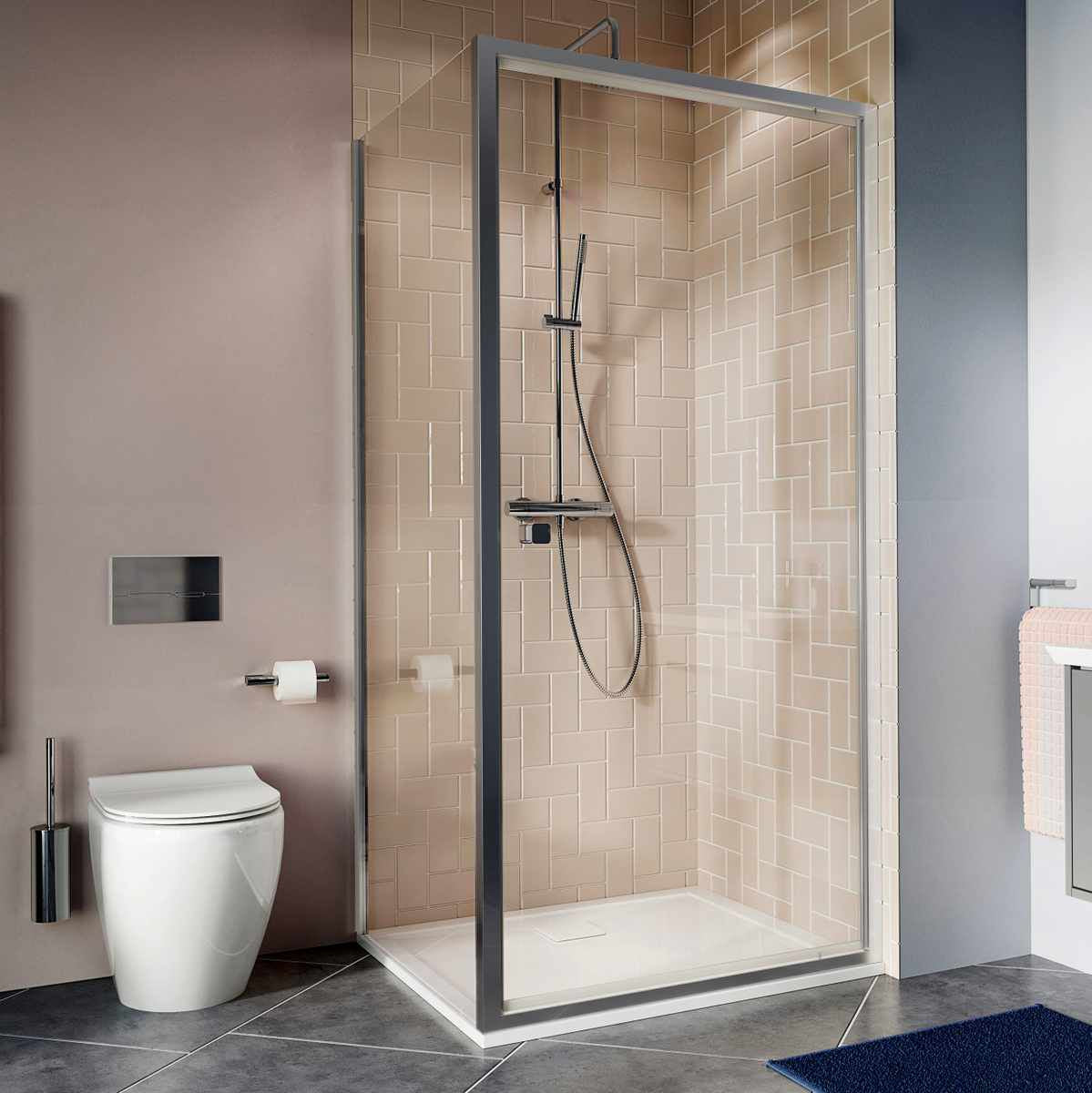 crosswater clear 6 hinged door with side panel