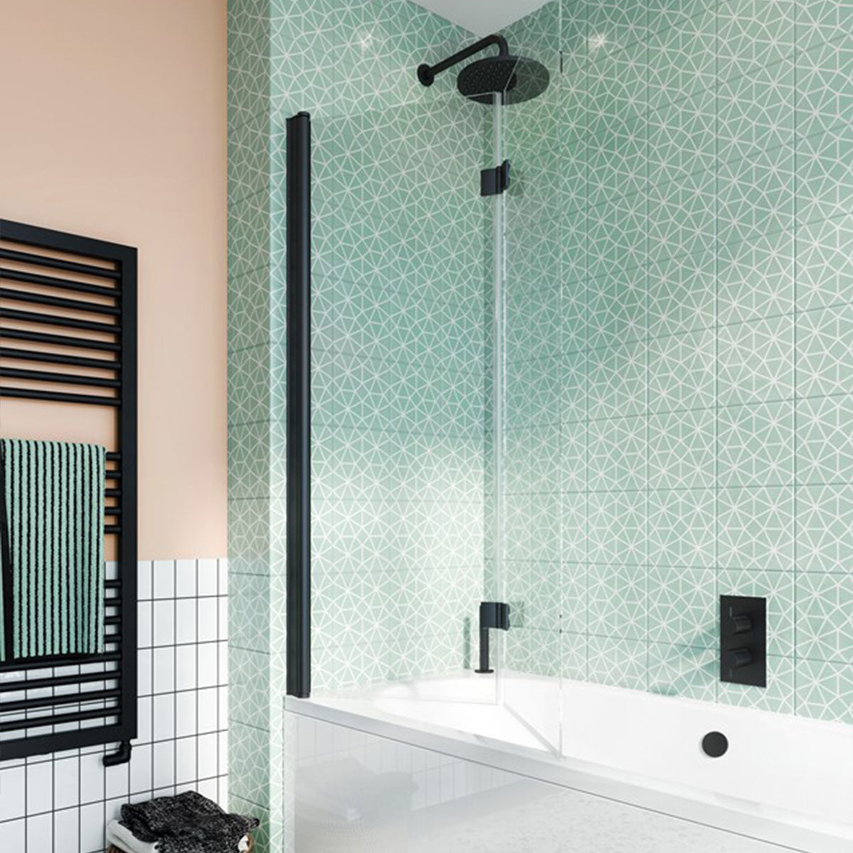 Crosswater Design 8 Double Panel Fully Folding Hinged Bath Screen