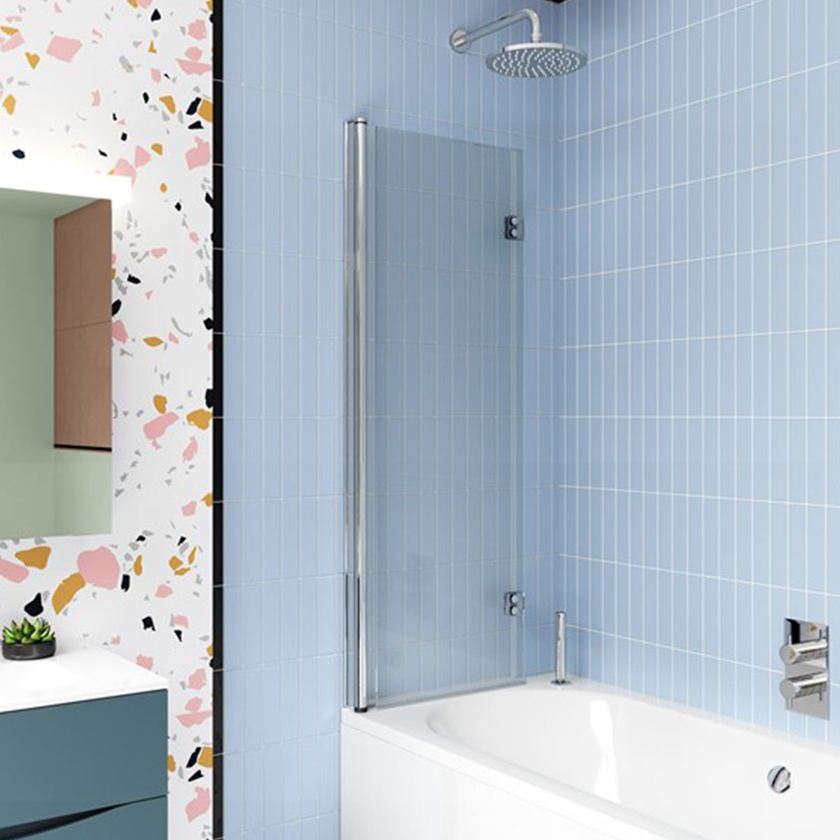 Crosswater Design 8 Double Panel Fully Folding Hinged Bath Screen