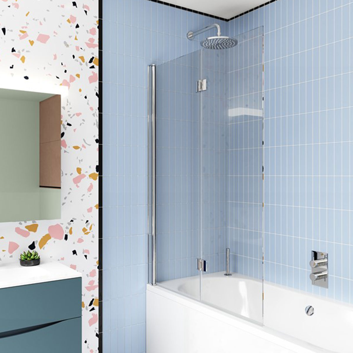 Crosswater Design 8 Double Panel Fully Folding Hinged Bath Screen