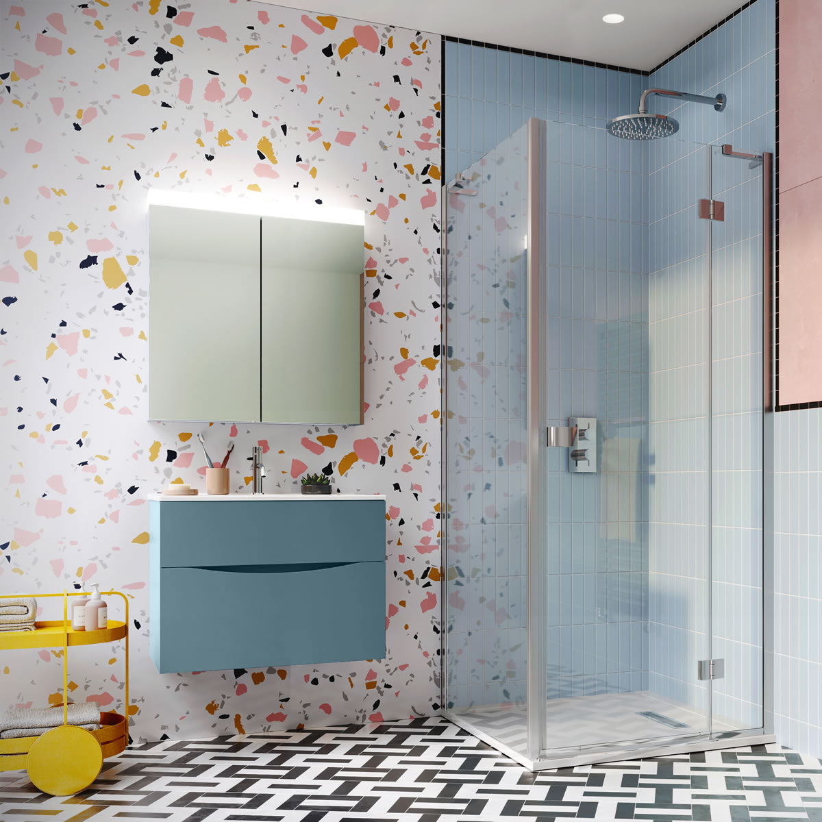 Crosswater DESIGN 8 Inline Hinged Shower Door & Side Panel Deluxe Bathrooms Ireland