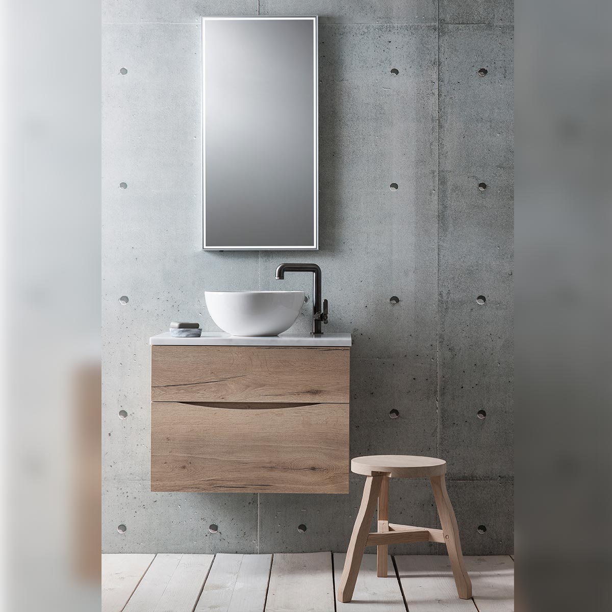 Crosswater Glide II Double Drawer Wall Hung Vanity Unit With Marble Effect Worktop