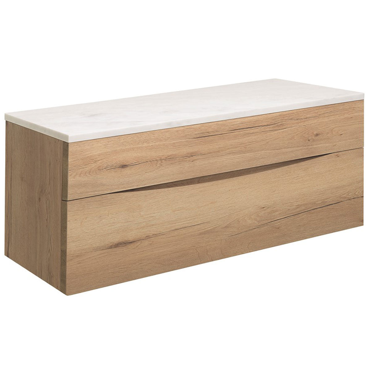 Crosswater Glide II Double Drawer Wall Hung Vanity Unit With Marble Effect Worktop