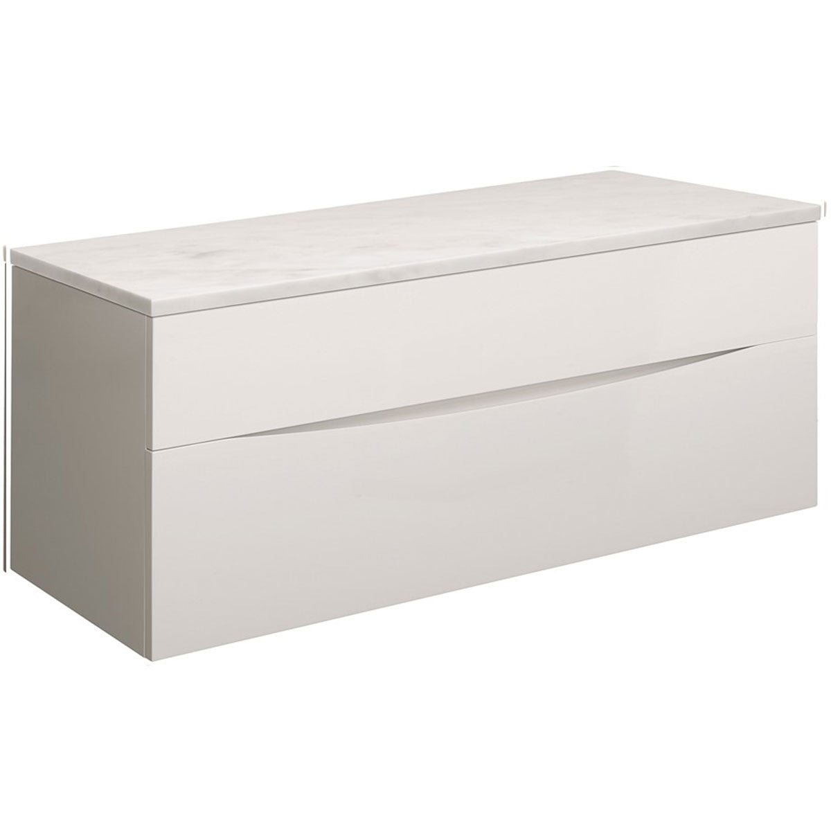 Crosswater Glide II Double Drawer Wall Hung Vanity Unit With Marble Effect Worktop
