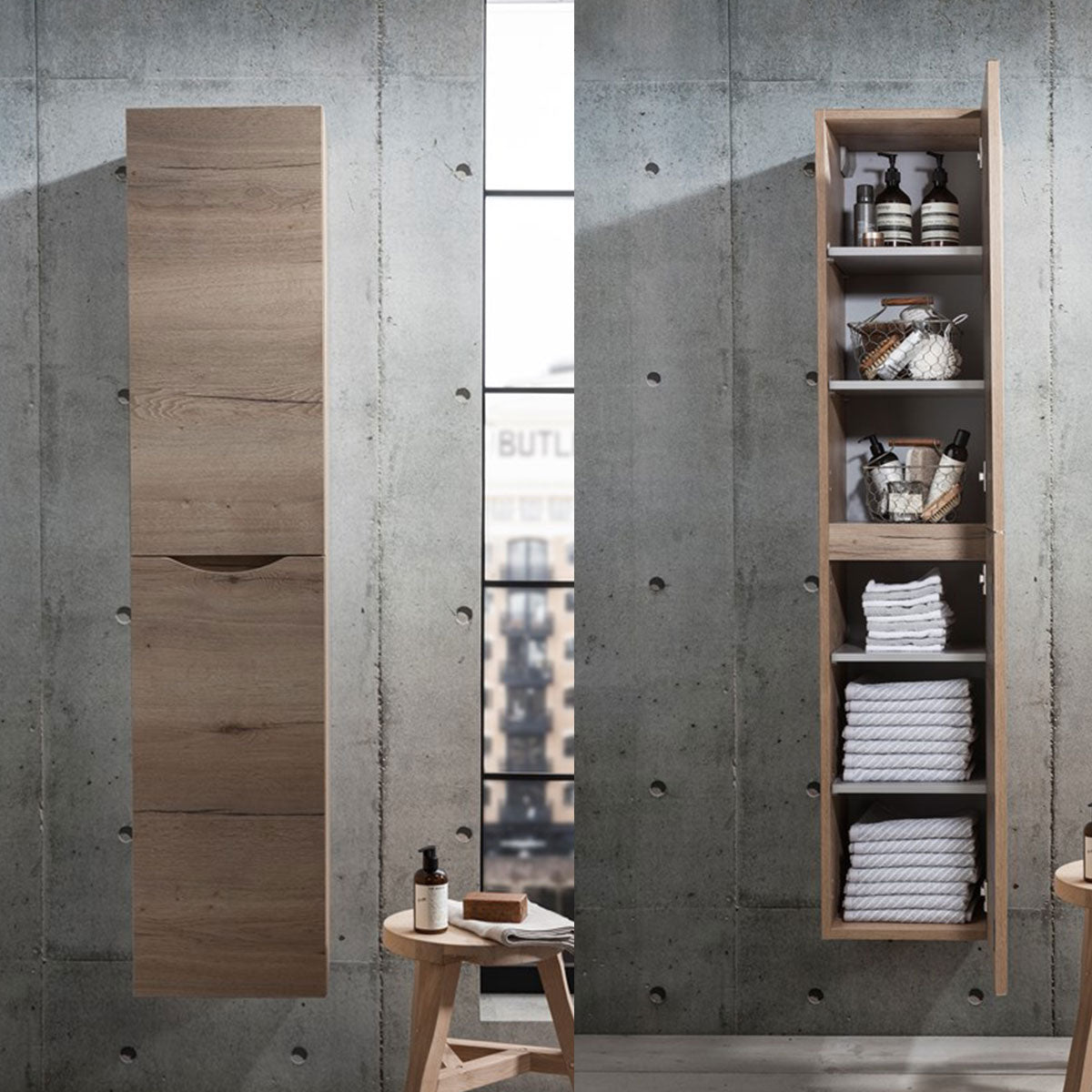 Crosswater Glide II Wall Hung Tall Cabinet With 5 Fixed Shelves