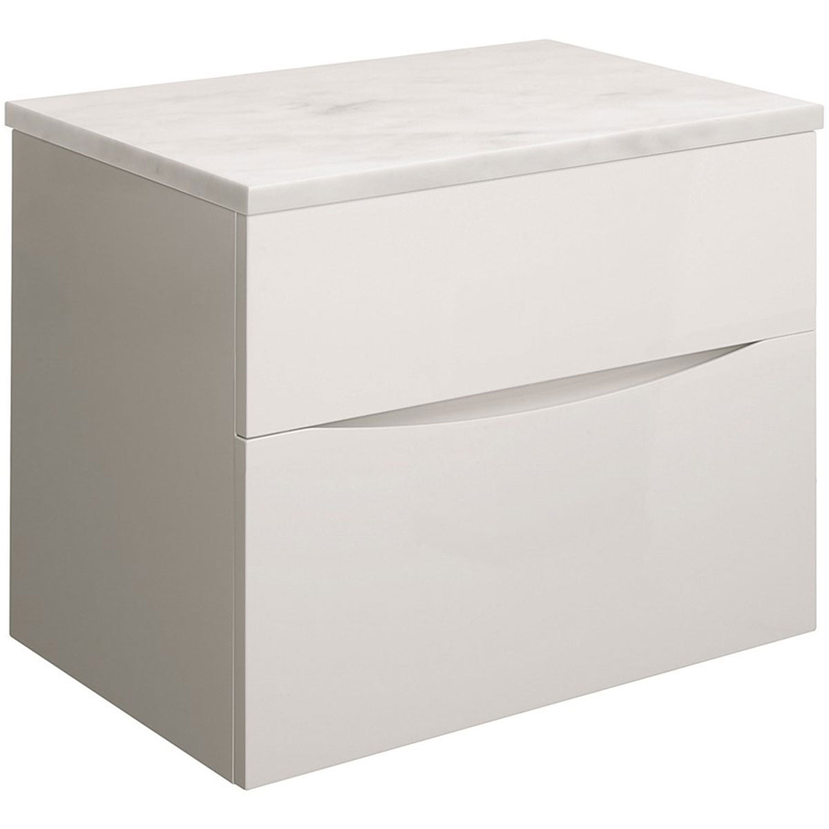 Crosswater Glide II Double Drawer Wall Hung Vanity Unit With Marble Effect Worktop