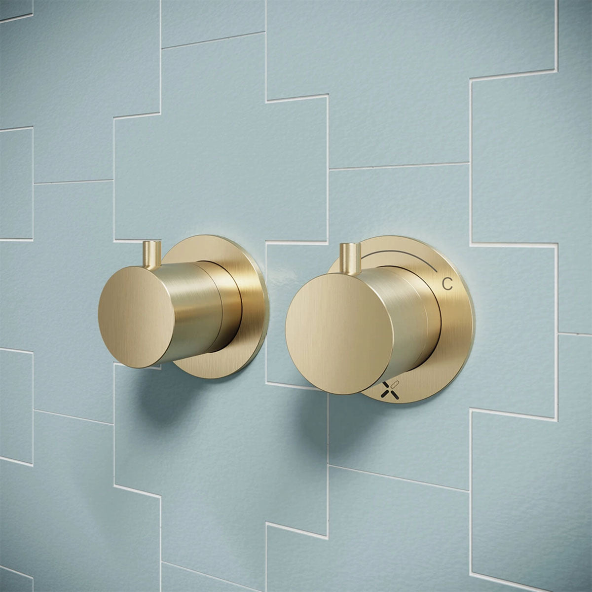 crosswater module 2 outlet concealed valve brushed brass lifestyle