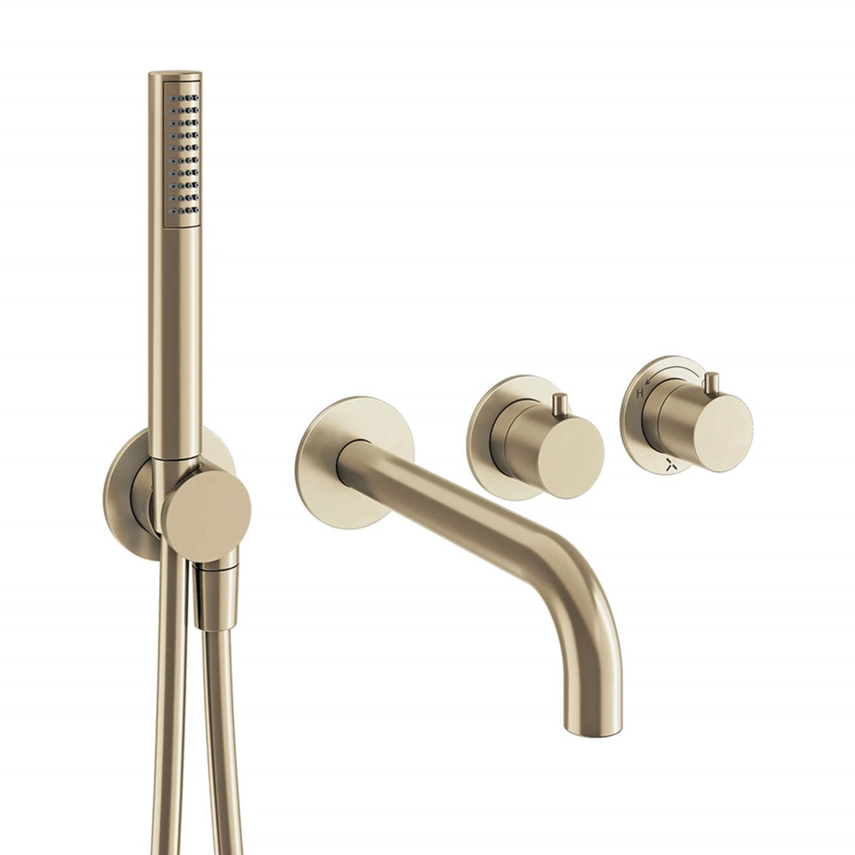 crosswater module 2 outlet concealed valve with handset and bath spout brushed brass
