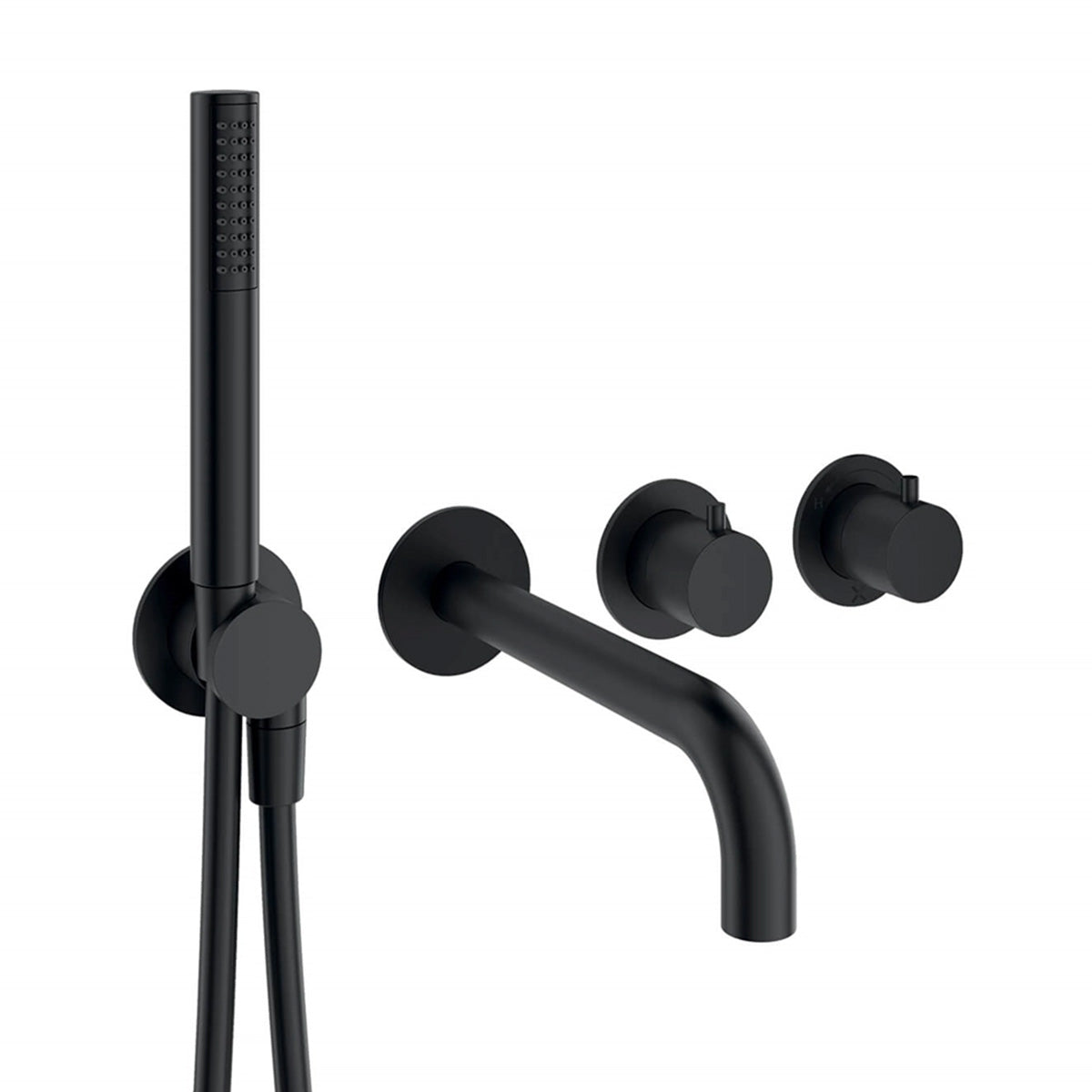 crosswater module 2 outlet concealed valve-with handset and bath spout matt black
