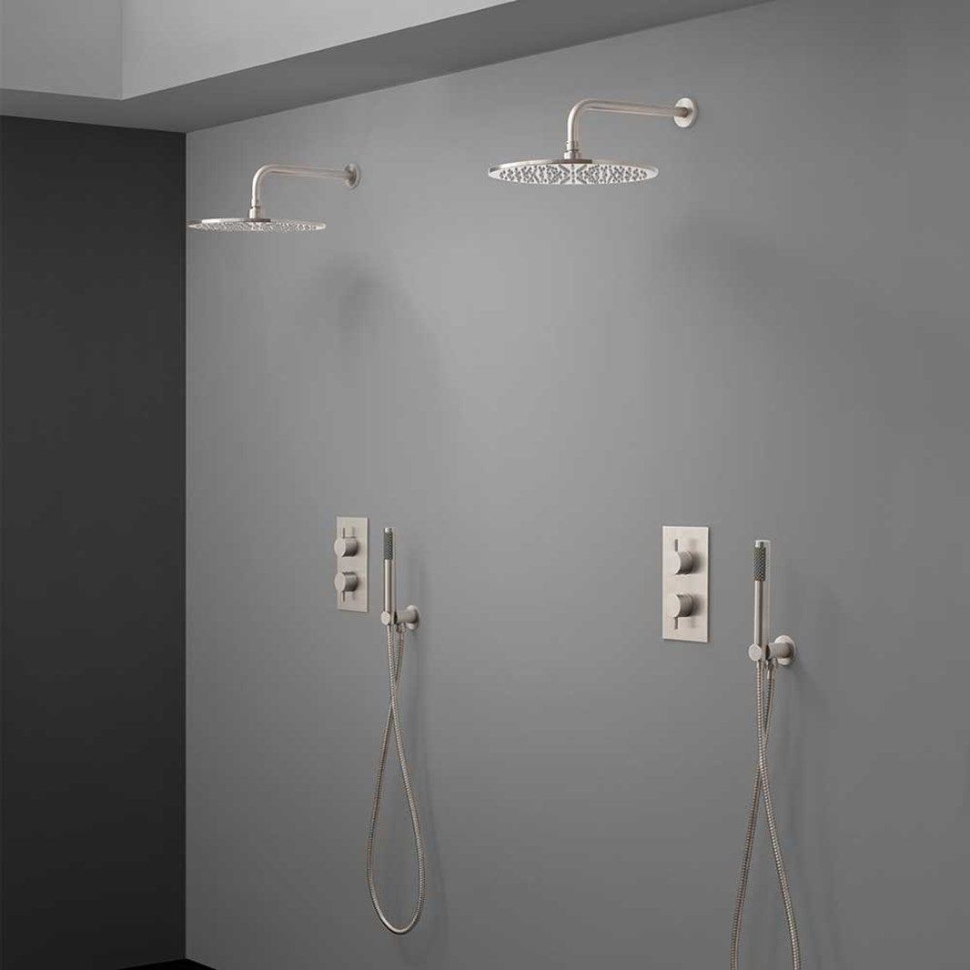 Crosswater MPRO Dual Outlet Concealed Thermo Shower Valve With Shower Handset Kit & Fixed Showerhead