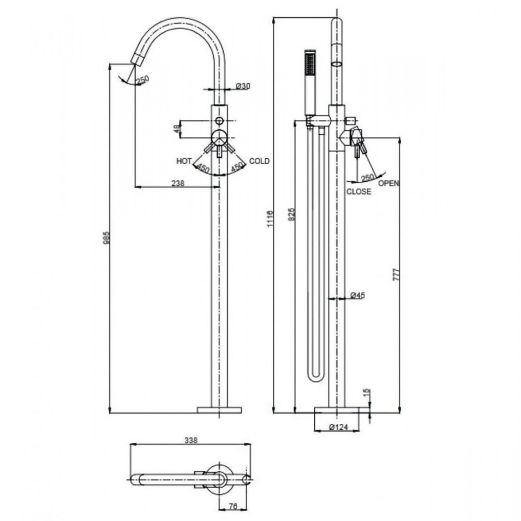 Crosswater MPRO Floorstanding Bath Shower Mixer With Handset