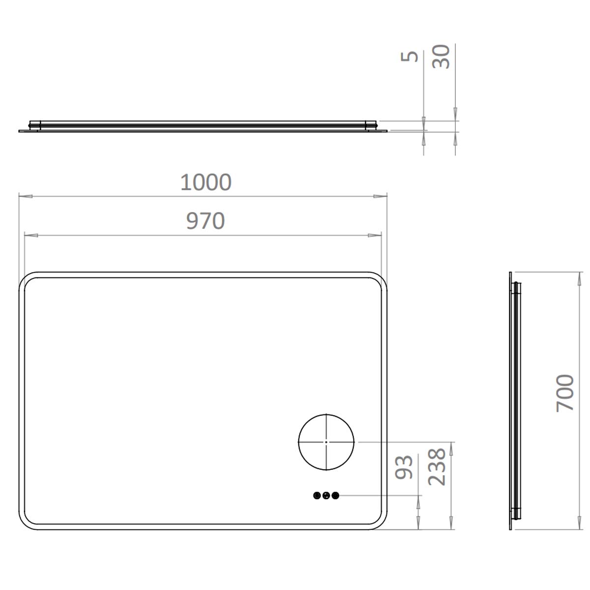 Crosswater Svelte Glow LED Illuminated Fog Free Mirror with Magnifier 700x1000mm dimensions