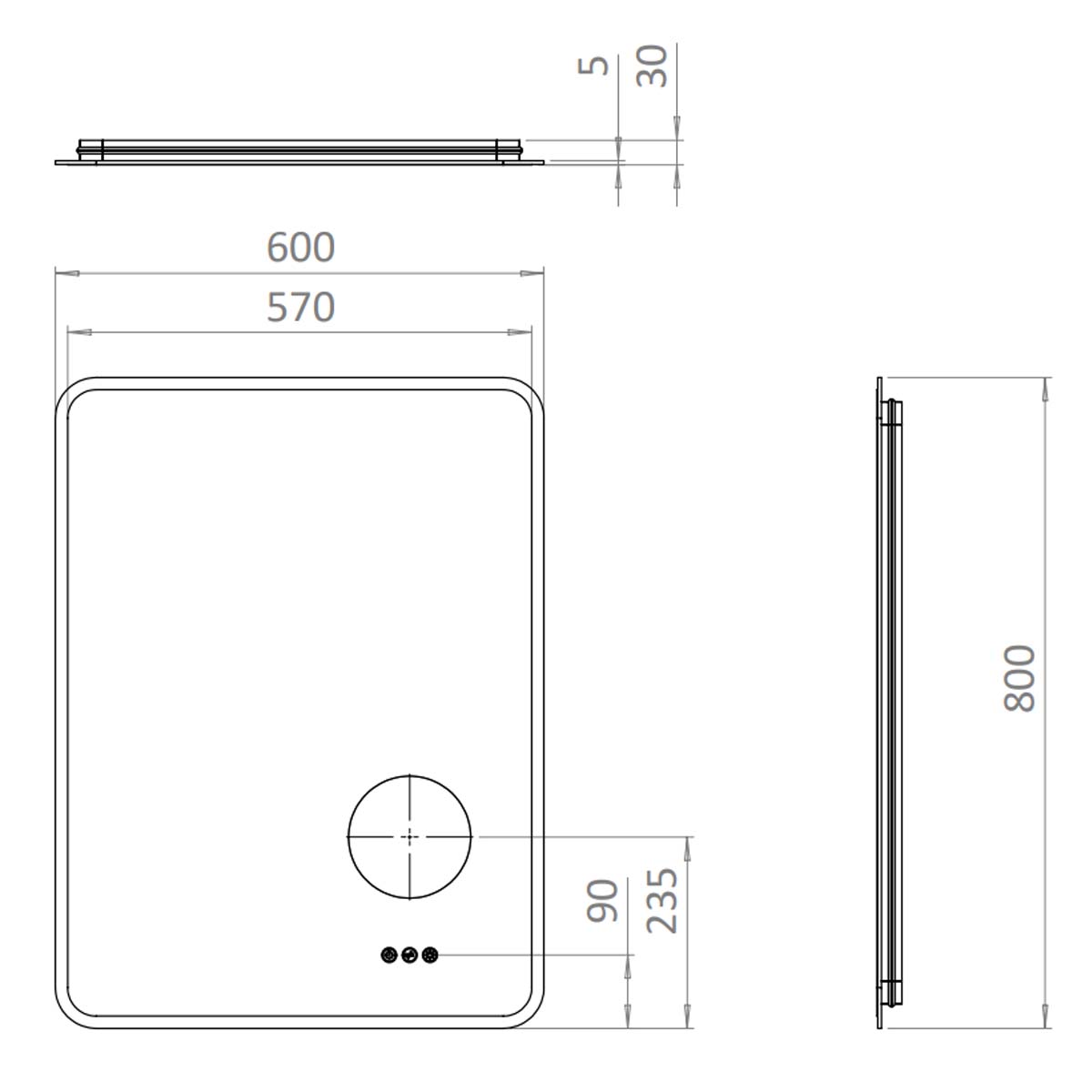 Crosswater Svelte Glow LED Illuminated Fog Free Mirror with Magnifier 600x800mm dimensions