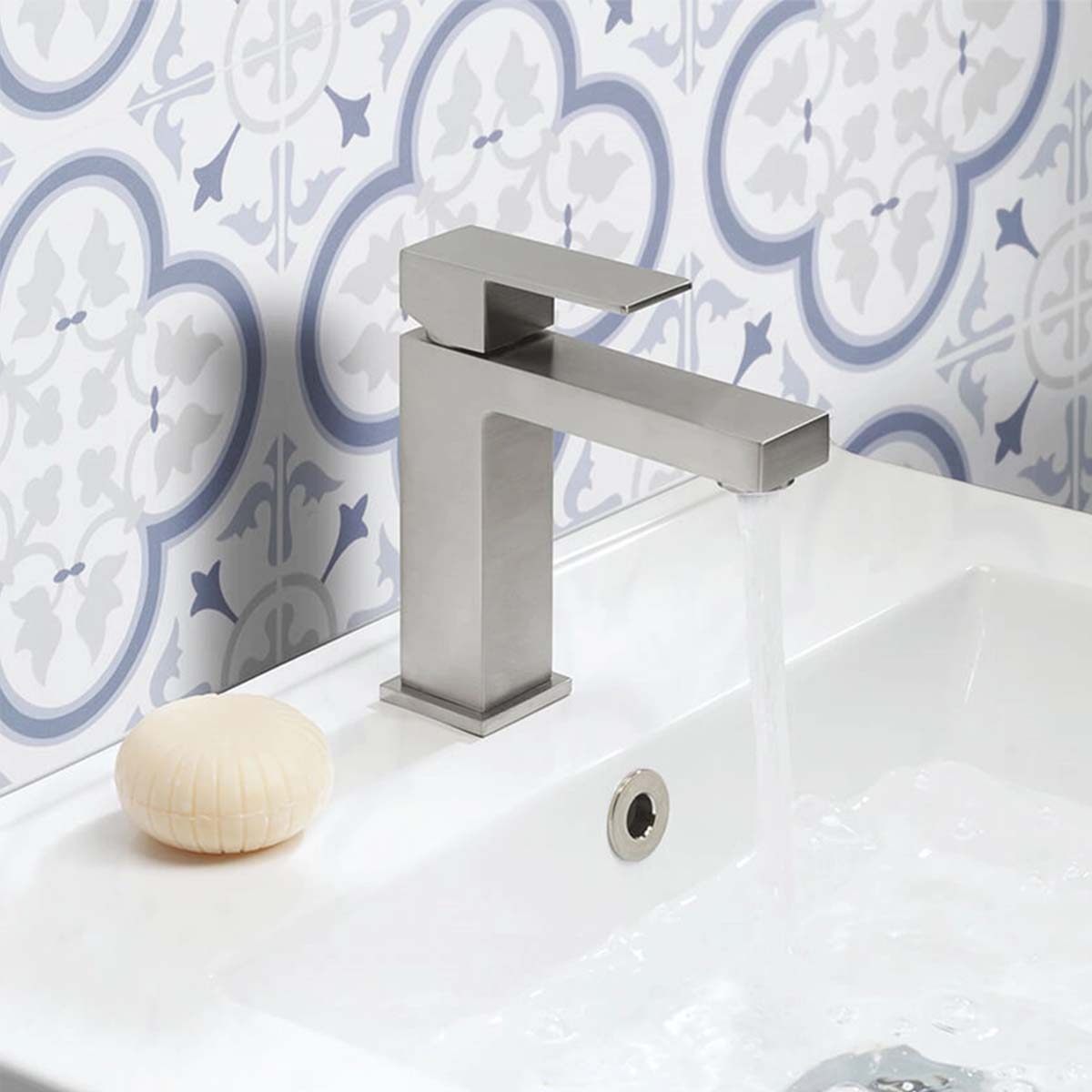 crosswater verge mixer mono basin tap brushed stainless steel effect lifestyle