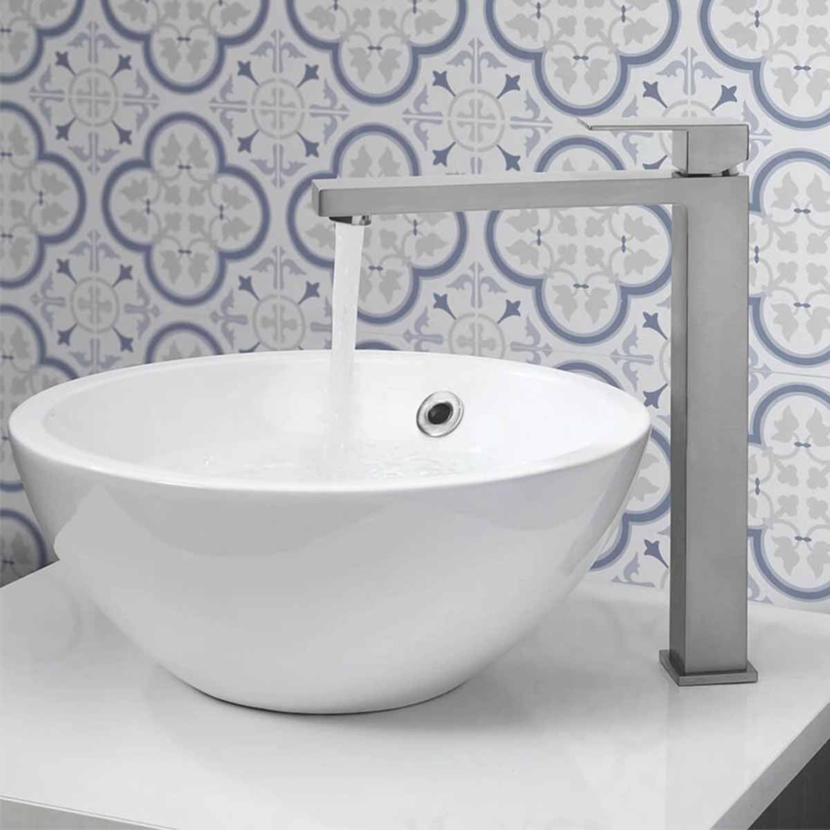 crosswater verge tall basin mixer tap brushed stainless steel effect