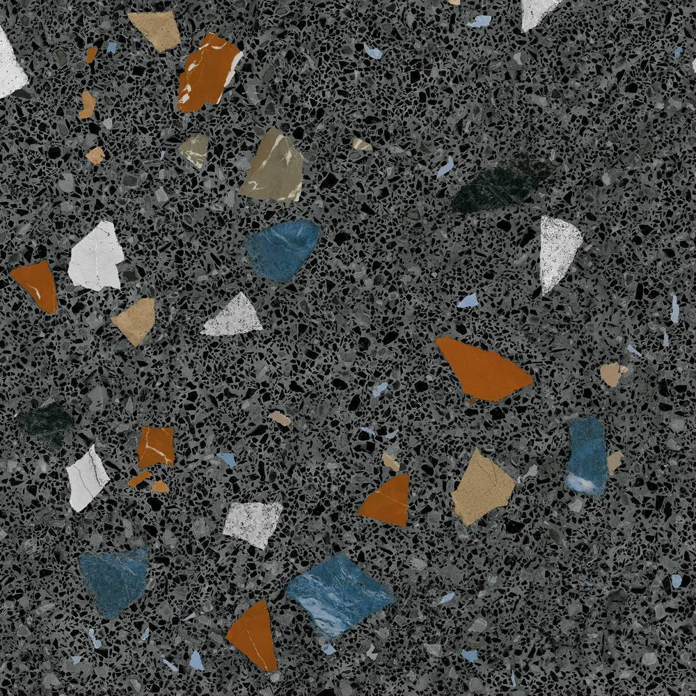 Stracciatella Nero Terrazzo Effect Porcelain Tile Matt 80x80cm