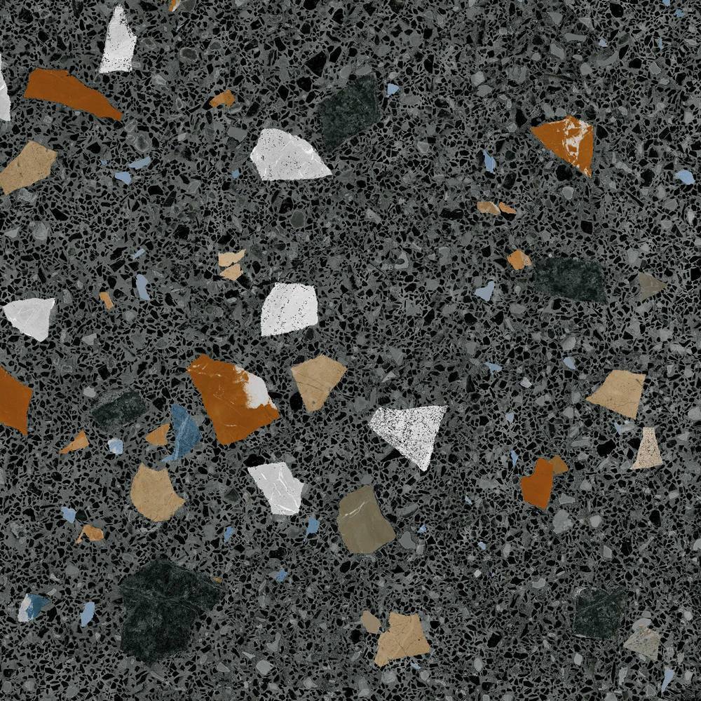 Stracciatella Nero Terrazzo Effect Porcelain Tile Matt 80x80cm