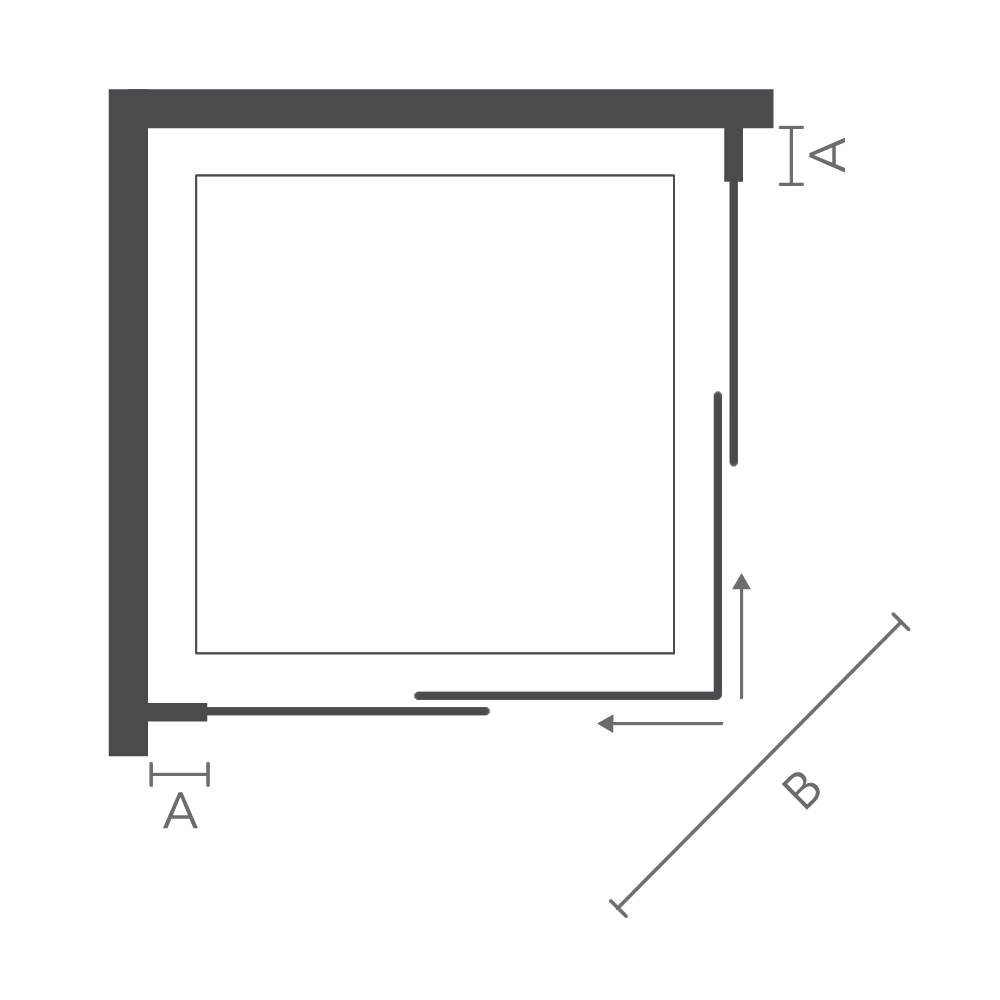 iFOUR Framed Corner Shower Entry Enclosure - Square