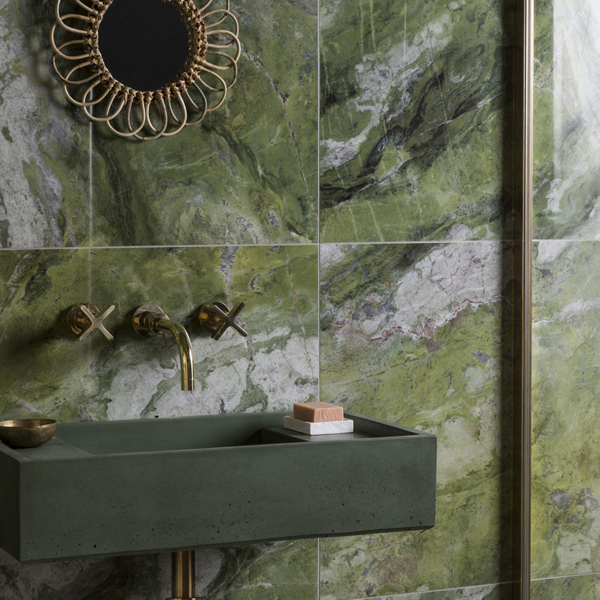 Deluxe Emerald Marble Effect Porcelain Tile Gloss 60x120cm