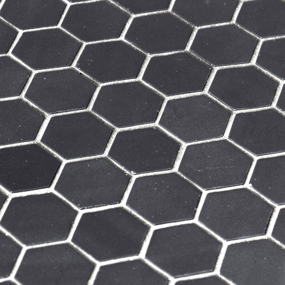 Deluxe Flower Hexagon Mosaic Porcelain Tile Black Matte