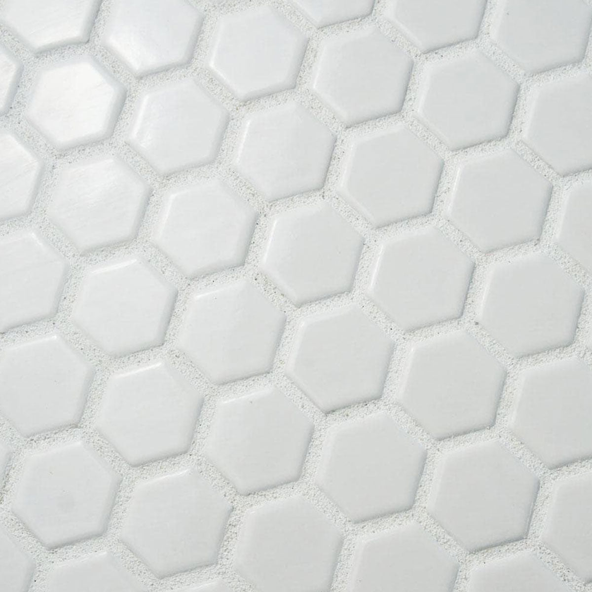 Deluxe Flower Hexagon Mosaic Porcelain Tile White Matte