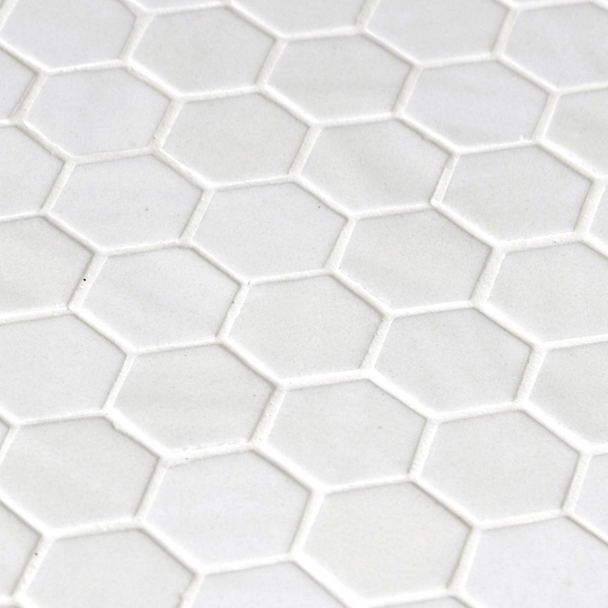 Deluxe Flower Hexagon Mosaic Porcelain Tile White Matte