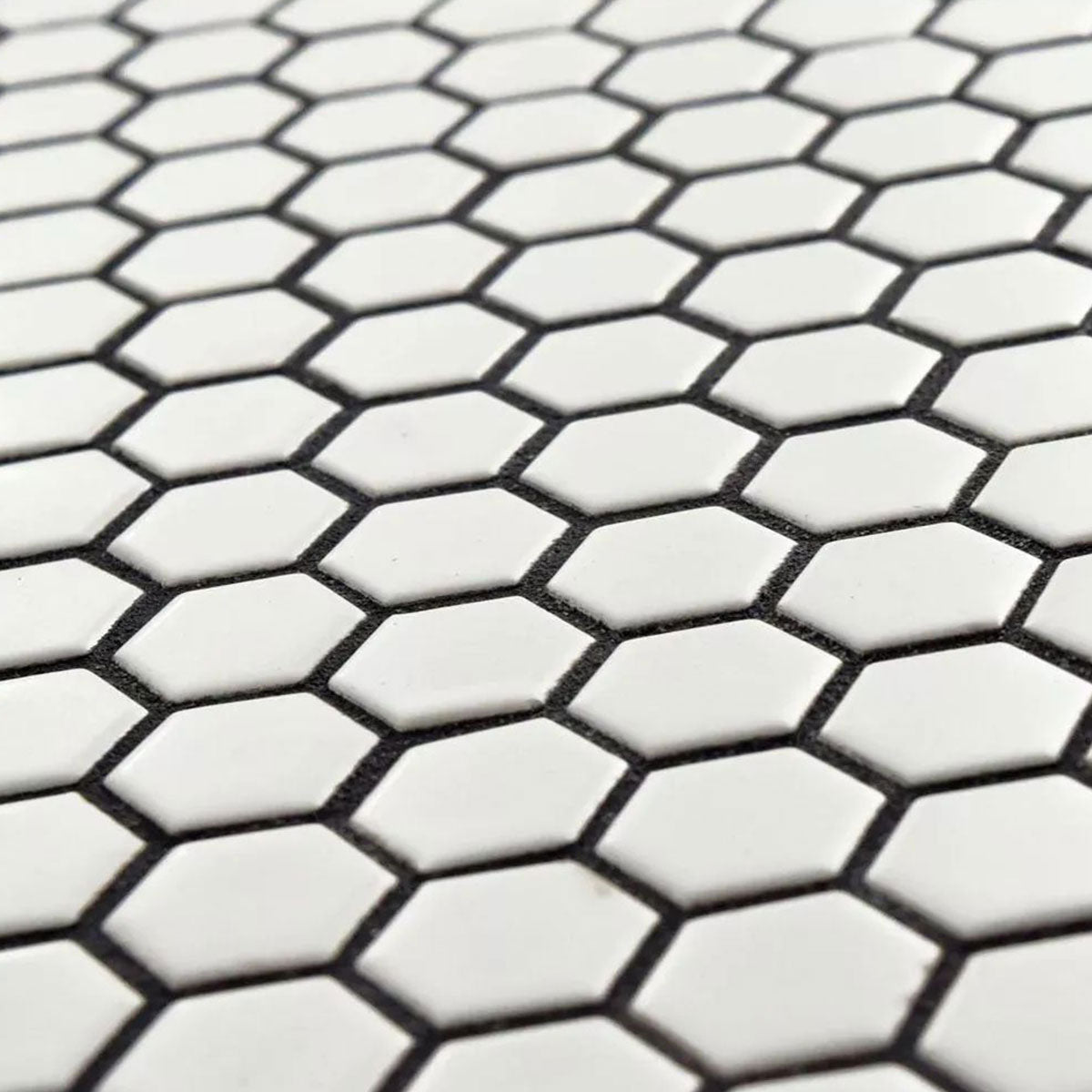 Deluxe Flower Hexagon Mosaic Porcelain Tile White Matte