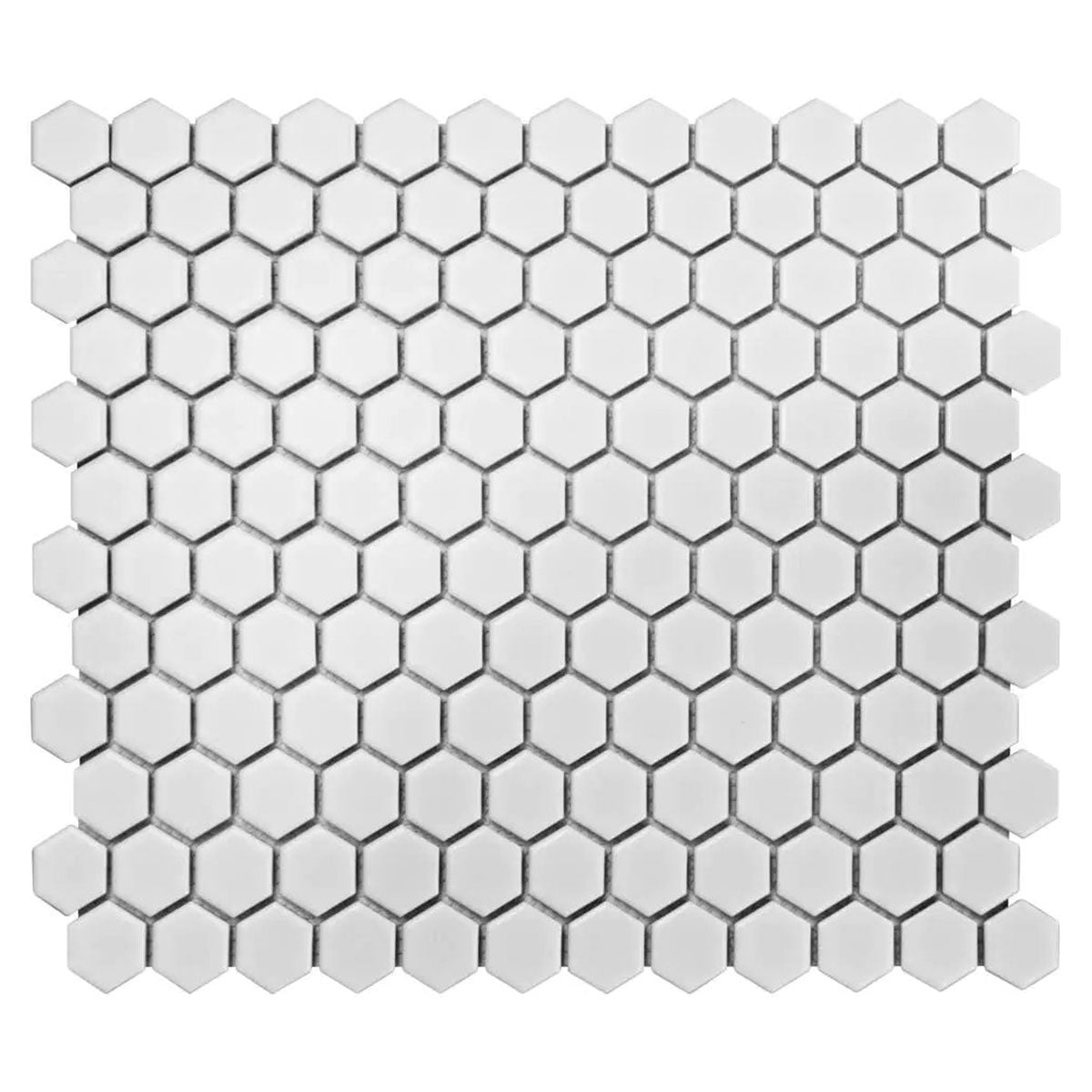 Deluxe Flower Hexagon Mosaic Porcelain Tile White Matte