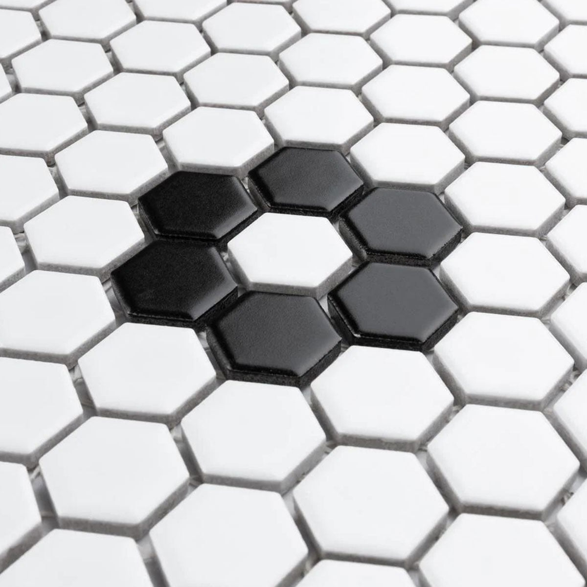 Deluxe Flower Hexagon Mosaic Porcelain Tile Matte