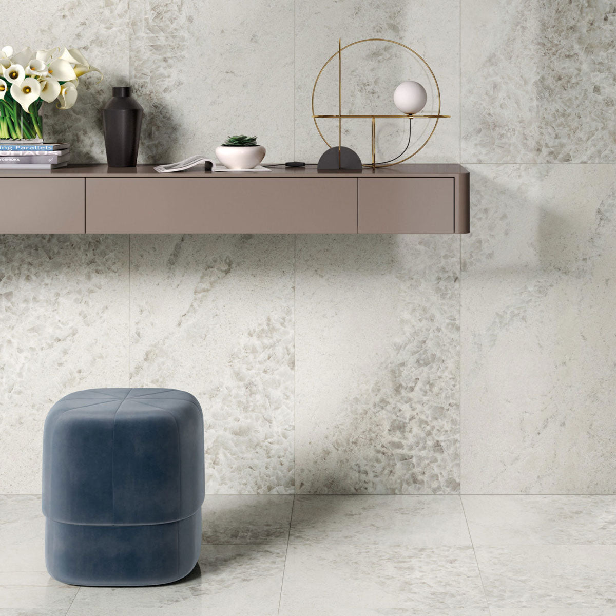 deluxe gemstone pearl marble effect porcelain tile 60x120cm feature