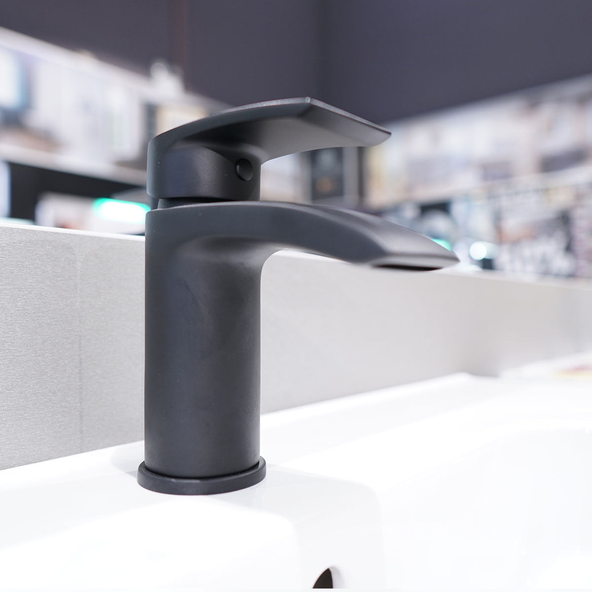 Deluxe Manly Matt Black Monobloc Basin Mixer With Click-Clack Waste