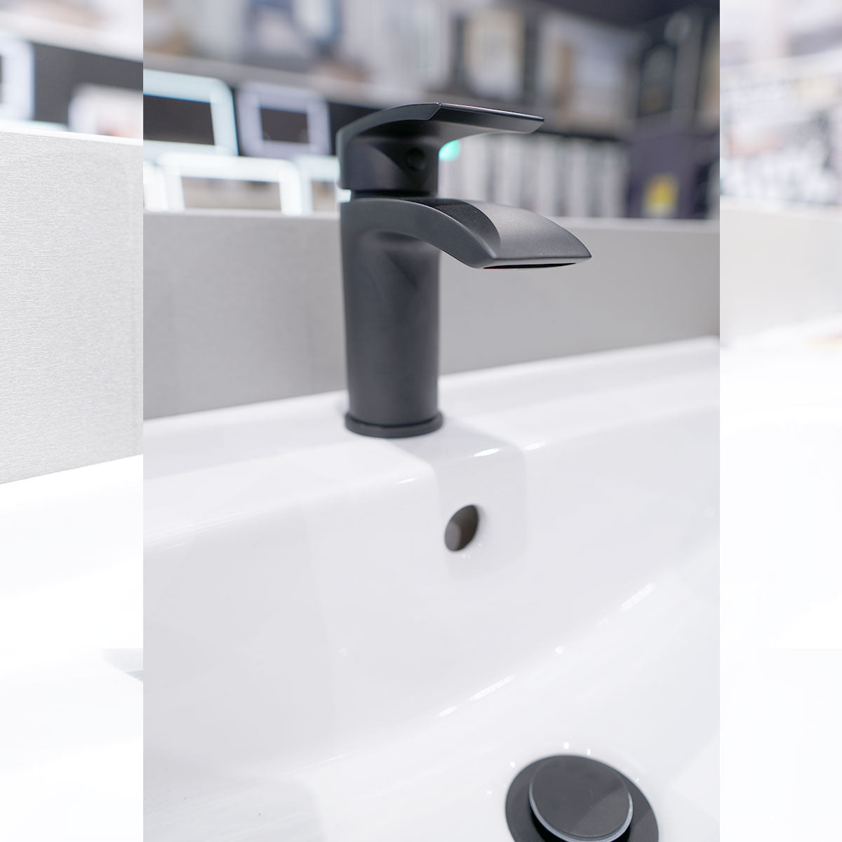 Deluxe Manly Matt Black Monobloc Basin Mixer With Click-Clack Waste