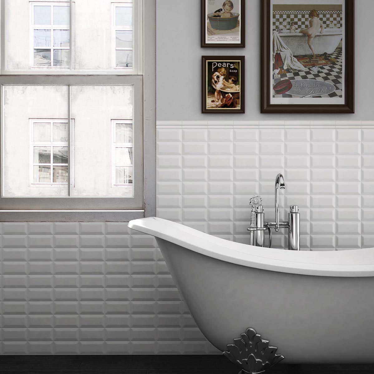 Deluxe Mini Metro Bevel Edge Gloss Tile 7.5x15cm