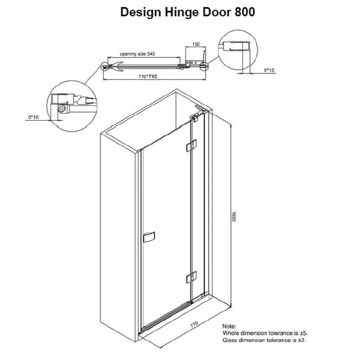 Crosswater DESIGN 8 Hinged Shower Door With Inline Panel Deluxe Bathrooms Ireland