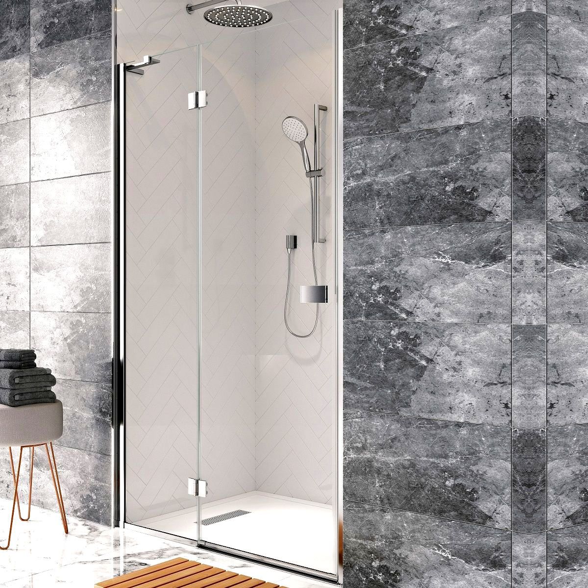 Crosswater DESIGN 8 Hinged Shower Door With Inline Panel Deluxe Bathrooms Ireland