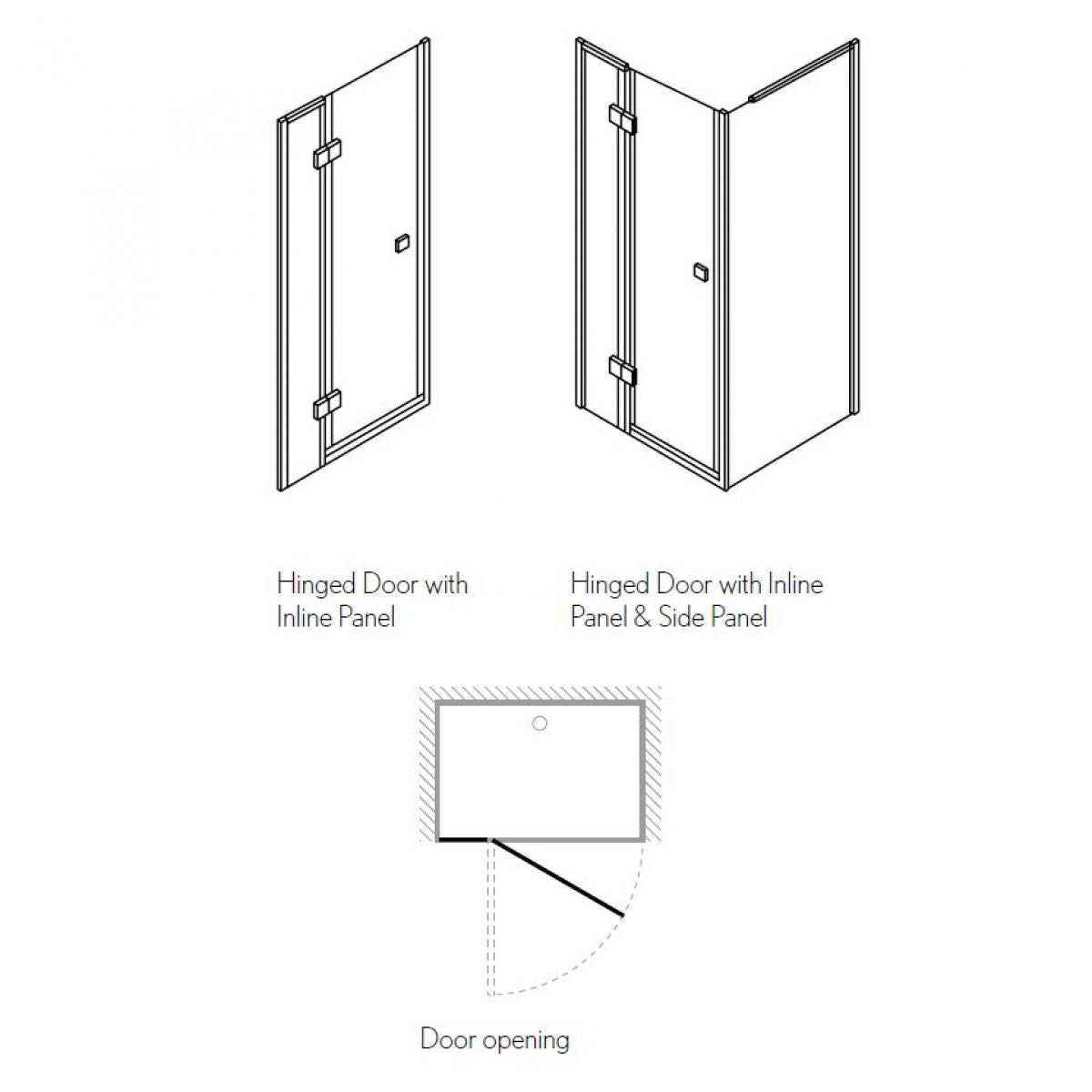 Crosswater DESIGN 8 Hinged Shower Door With Inline Panel Deluxe Bathrooms Ireland