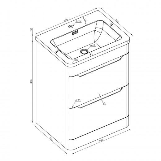 Granlusso Enzo 600 Double Drawer Floorstanding Matt Vanity Unit