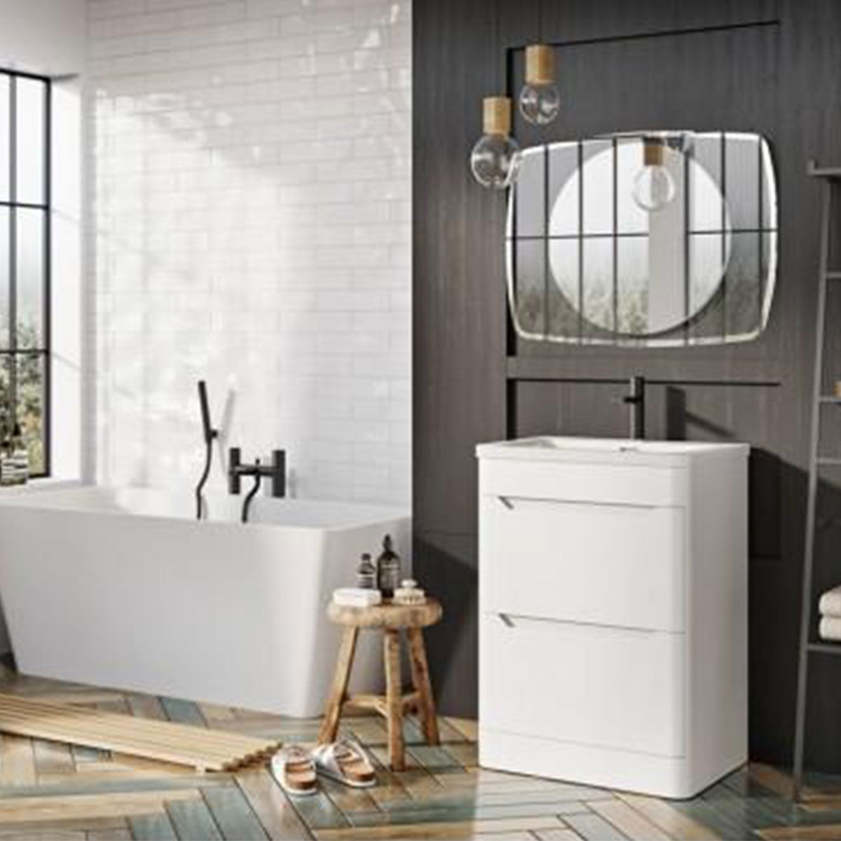 Granlusso Enzo 600 Double Drawer Floorstanding Vanity Unit Matt