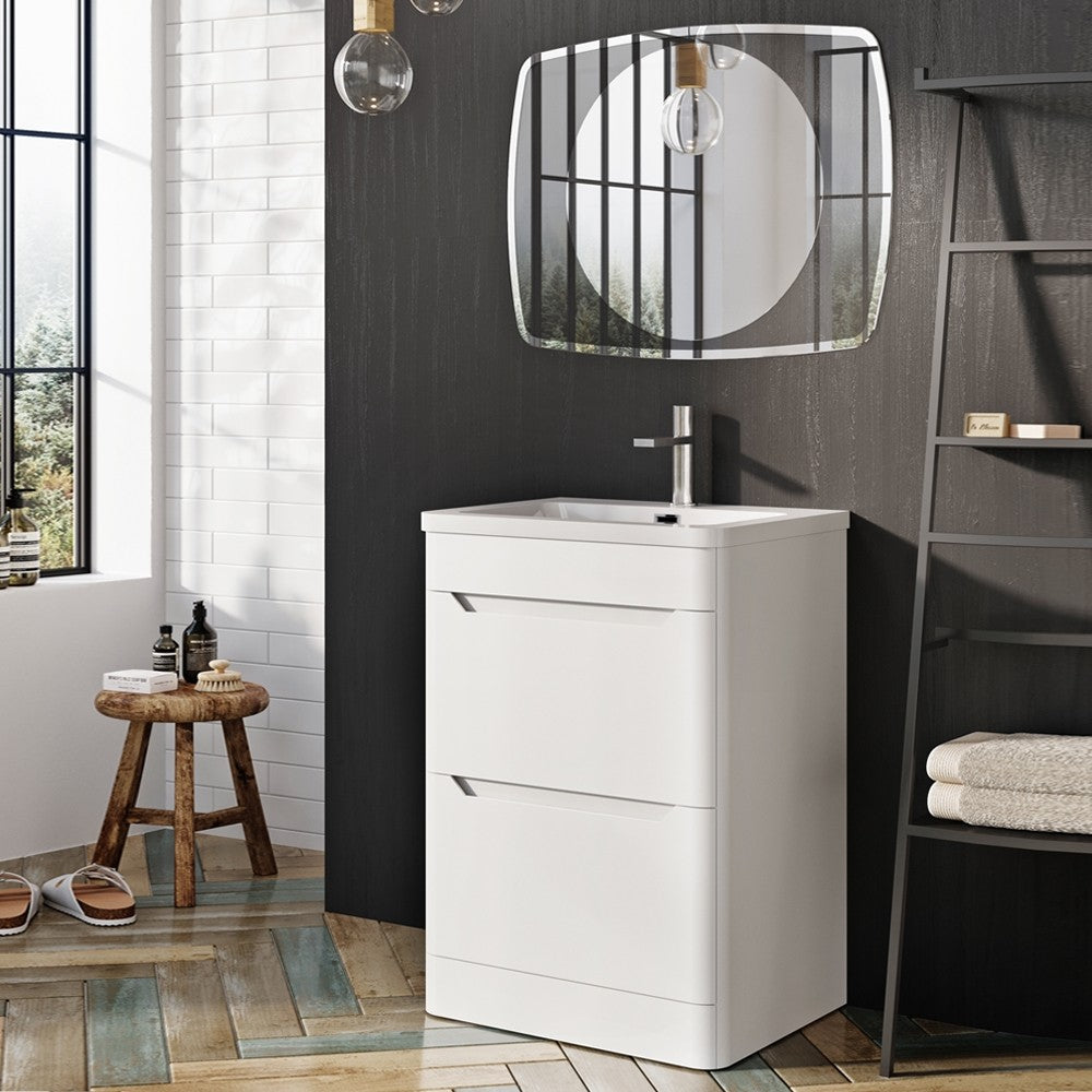 Granlusso Enzo 600 Double Drawer Floorstanding Matt Vanity Unit