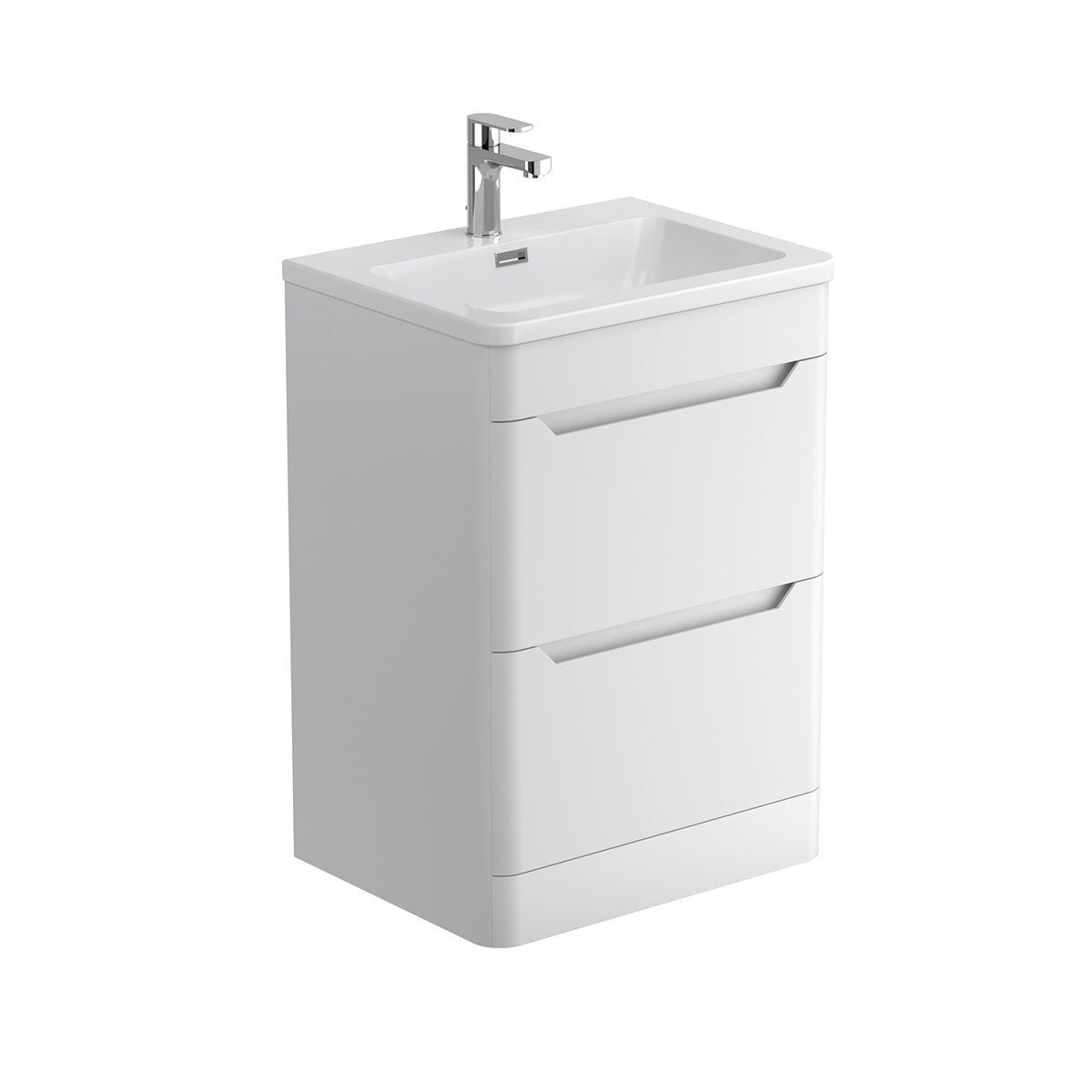 Granlusso Enzo 600 Double Drawer Floorstanding Matt Vanity Unit