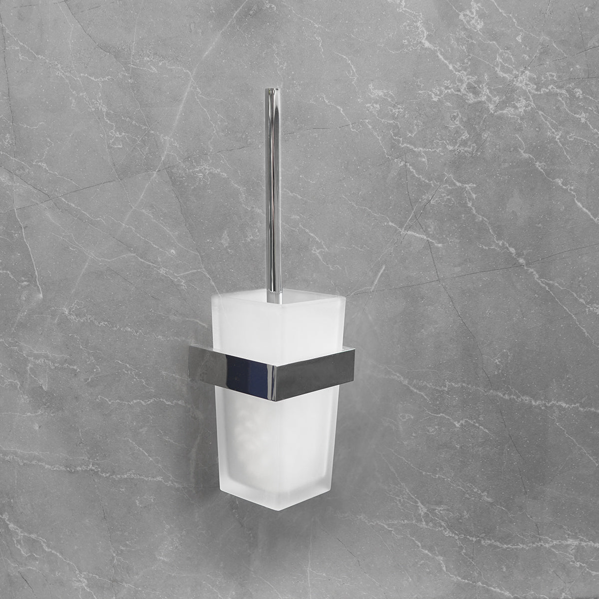 Glass toilet store brush holder