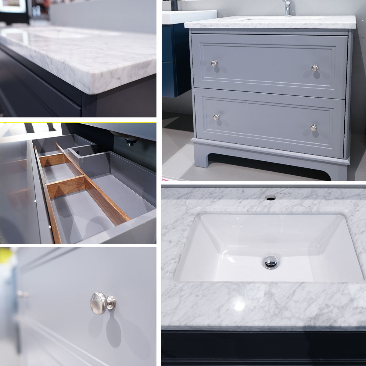 Deluxe Fairfax 2 Drawer Floorstanding Vanity Unit with Marble Worktop & Ceramic Basin