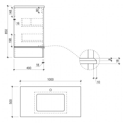 Deluxe Fairfax 2 Drawer Floorstanding Vanity Unit with Marble Worktop & Ceramic Basin