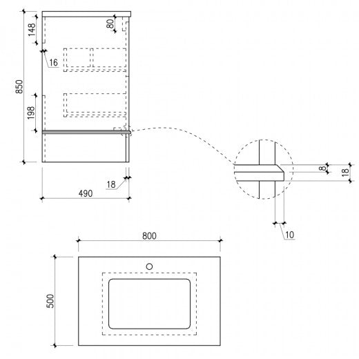 Deluxe Fairfax 2 Drawer Floorstanding Vanity Unit with Marble Worktop & Ceramic Basin